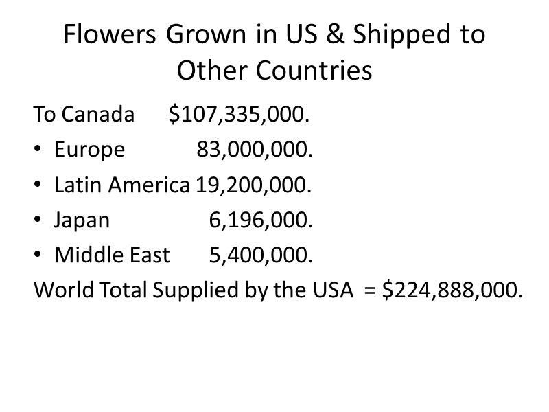 Flowers Grown in US & Shipped to Other Countries To Canada   